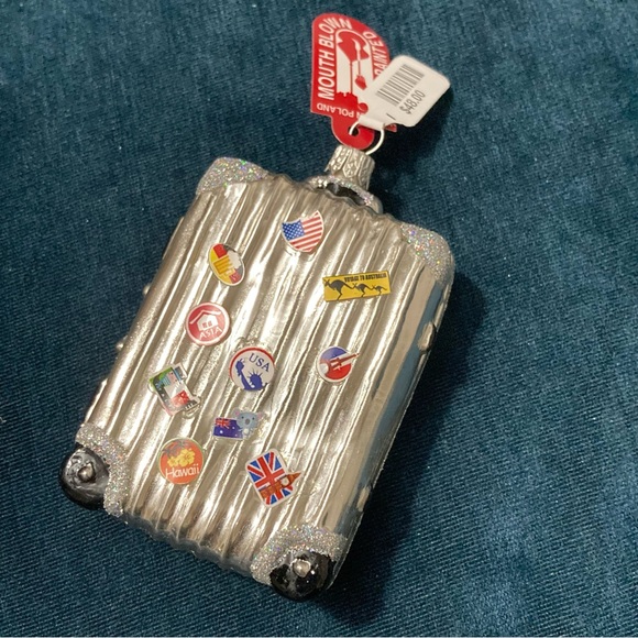 Anthropologie Jetsetter Suitcase Glass Ornament NWT - Picture 3 of 9